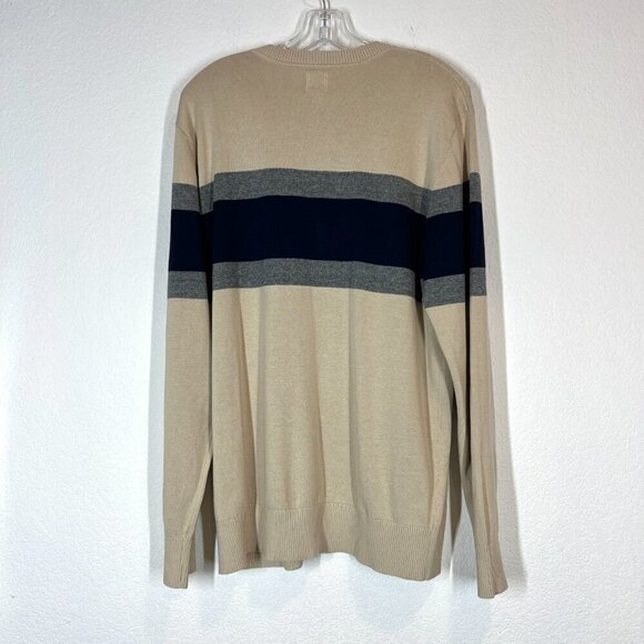 Gap Sweater Stripe Knit Preppy Tan Blue Gray Large - Picture 3 of 9